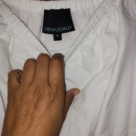 Cynthia Rowley Off the shoulder  cotton shirt 3/4 sleeves size XL - Picture 5 of 6